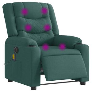 vidaXL Sill&oacute;n reclinable de masaje el&eacute;ctrico tela verde oscuro