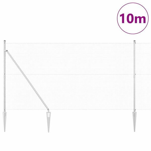 vidaXL Poste de Valla Plateado 10 x 1,5 m (malla de 19 x 19 mm) Acero