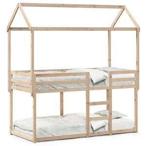 vidaXL Cama litera sin colch&oacute;n madera maciza de pino 90x200 cm