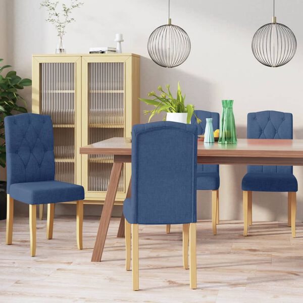 vidaXL Sillas de comedor 4 unidades tela azul