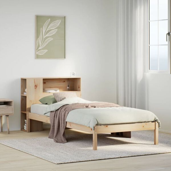 vidaXL Cama con estantería sin colchón madera maciza de pino 90x200 cm