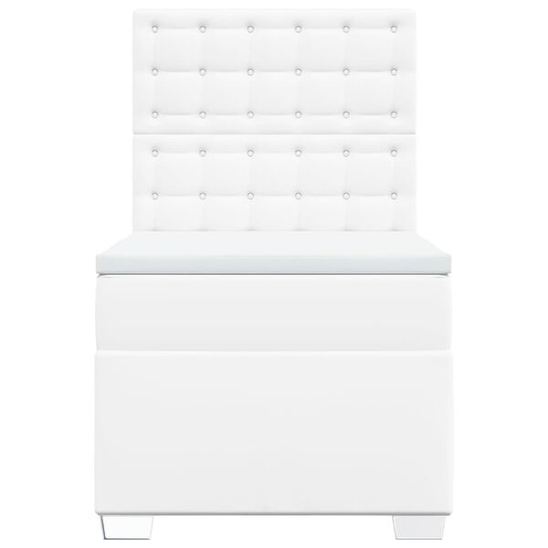 vidaXL Cama box spring con colchón cuero sintético blanco 100x200 cm