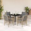 vidaXL Set comedor de jard&iacute;n 5 pzas con cojines rat&aacute;n sint&eacute;tico beige