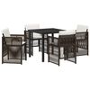 vidaXL Conjunto de Comedor de Jardín 5 pcs Marrón Poliratán
