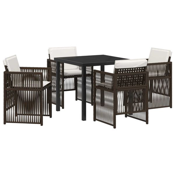 vidaXL Conjunto de Comedor de Jardín 5 pcs Marrón Poliratán