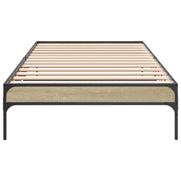 vidaXL Estructura cama madera ingenier&iacute;a metal roble Sonoma 100x200 cm