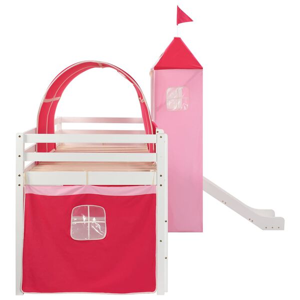 vidaXL Cama alta para ni&ntilde;os tobog&aacute;n y escalera madera pino 208x230 cm