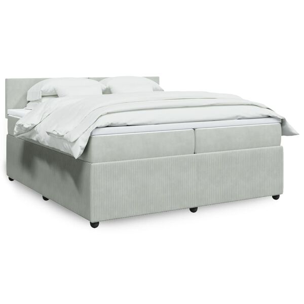 vidaXL Cama box spring con colch&oacute;n terciopelo gris claro 200x200 cm