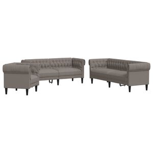 vidaXL Juego de sof&aacute;s 3 piezas tela gris taupe