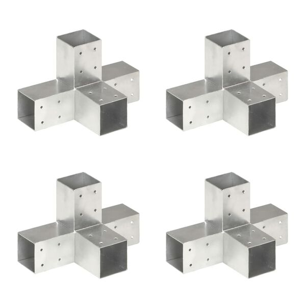 vidaXL Conectores de postes en X 4 uds metal galvanizado 71x71 mm