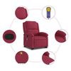 vidaXL Sill&oacute;n reclinable de masaje elevable terciopelo rojo tinto