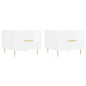 vidaXL Mesa de centro 2 uds madera ingenier&iacute;a blanco brillo 50x50x40cm