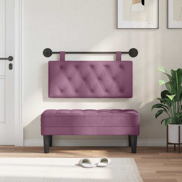 vidaXL Cabecera Colgante Morado 90 x 55 x 7 cm Terciopelo