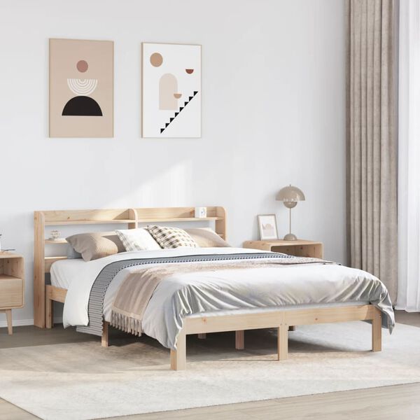 vidaXL Estructura de cama con cabecero madera maciza pino 120x200 cm