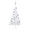 vidaXL Medio árbol de Navidad con luces y bolas blanco 120 cm