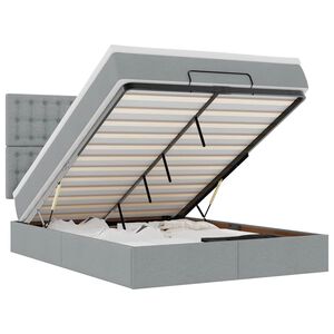 vidaXL Estructura cama otomana con colch&oacute;n tela gris claro 140x190 cm