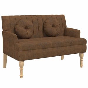 vidaXL Banco con cojines ante sint&eacute;tico marr&oacute;n 113x64,5x75,5 cm