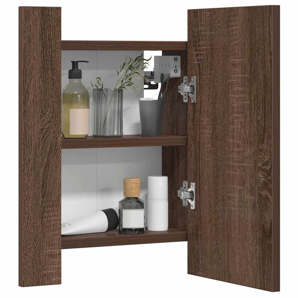 vidaXL Armario de ba&ntilde;o con espejo LED madera marr&oacute;n roble 40x12x45 cm