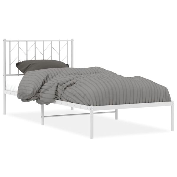 vidaXL Estructura cama sin colch&oacute;n con cabecero metal blanco 90x190 cm
