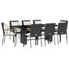 vidaXL Set de comedor de jard&iacute;n 9 pzas y cojines rat&aacute;n sint&eacute;tico negro