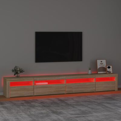 vidaXL Mueble de TV con luces LED roble Sonoma 270x35x40 cm