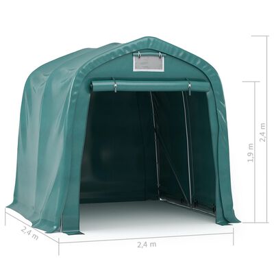 vidaXL Carpa garaje de almacenamiento PVC verde 2,4x2,4 m