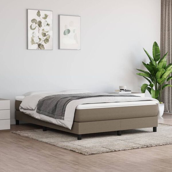 vidaXL Cama box spring con colch&oacute;n tela gris taupe 140x190 cm