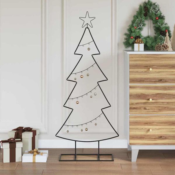 vidaXL Árbol de Navidad de metal con soporte Negro 125 cm Acero
