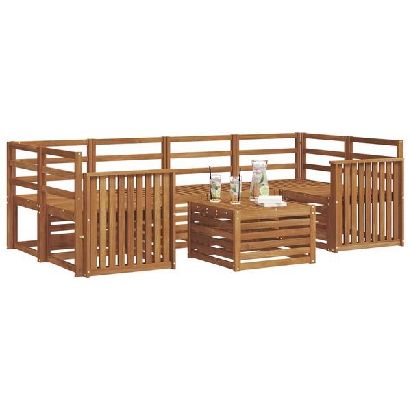 vidaXL Juegos de sof&aacute;s 7 pcs Natural Madera de Acacia S&oacute;lida