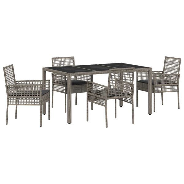 vidaXL Conjunto de Comedor de Jard&iacute;n 5 pcs Gris rat&aacute;n sint&eacute;tico