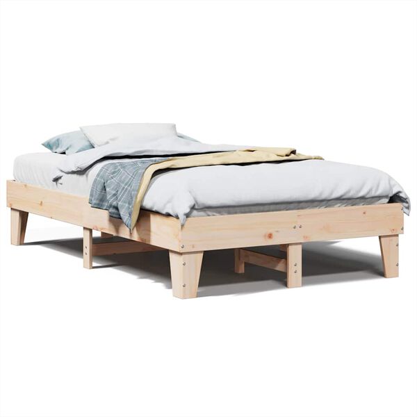 vidaXL Estructura de cama sin colch&oacute;n madera de pino maciza 120x200 cm