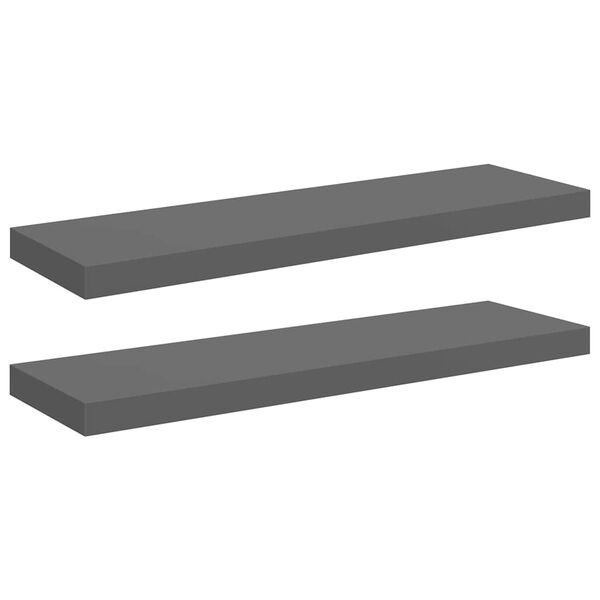 vidaXL Estante flotante de pared 2 uds MDF gris brillo 80x23,5x3,8 cm