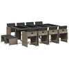 vidaXL Set comedor de jard&iacute;n con cojines 13 pzas rat&aacute;n sint&eacute;tico gris