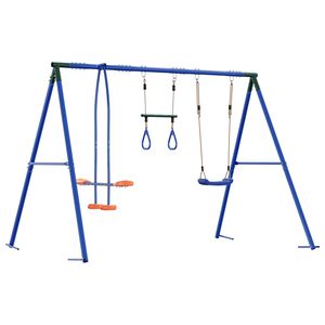 vidaXL Juego de Columpios Exterior Multicolor acero y PE