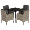 vidaXL Set comedor de jard&iacute;n 5 pzas cojines rat&aacute;n sint&eacute;tico gris claro