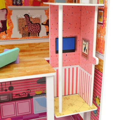 vidaXL Casa de muñecas de 3 pisos 73x32x116 cm madera