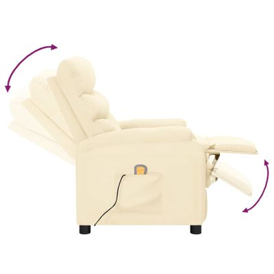 vidaXL Sillón de masaje reclinable cuero sintético color crema