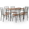 vidaXL Conjunto de comedor 7 piezas MDF y acero marr&oacute;n
