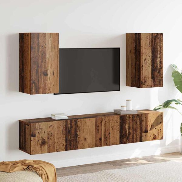 vidaXL Conjunto de mueble de TV 4 pcs Madera envejecida