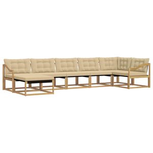 vidaXL Conjunto de sof&aacute;s de exterior 7 uds. y Beige