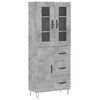 vidaXL Aparador alto madera contrachapada gris hormig&oacute;n 69,5x34x180 cm