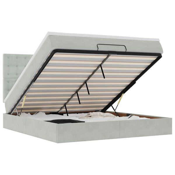 vidaXL Estructura de cama otomana colchones terciopelo gris claro