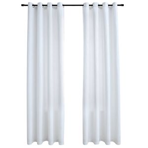 vidaXL Cortinas opacas anillas de metal 2 pzas blanco crudo 140x225 cm
