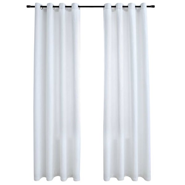 vidaXL Cortinas opacas anillas de metal 2 pzas blanco crudo 140x225 cm