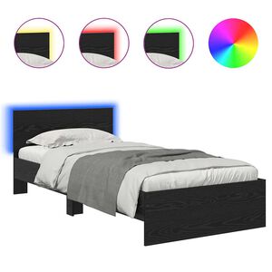 vidaXL Estructura de cama con cabecera Roble Negro 100 x 200 cm