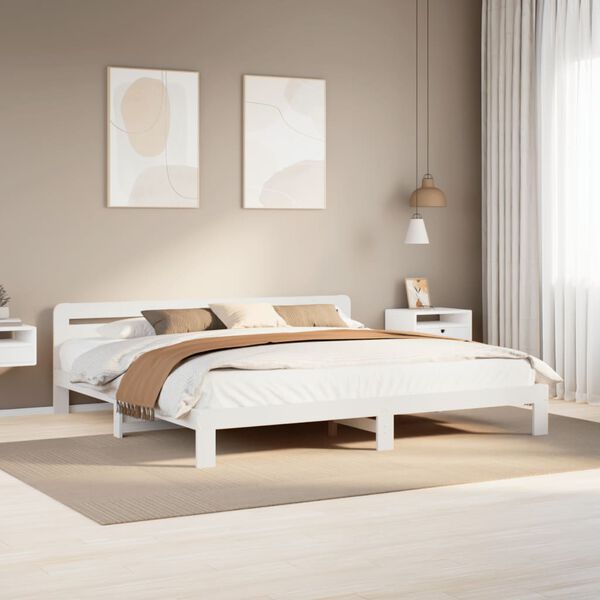 vidaXL Estructura de cama sin colch&oacute;n madera maciza blanca 200x200 cm