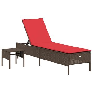 vidaXL Tumbona con mesa y coj&iacute;n, de polirat&aacute;n marr&oacute;n