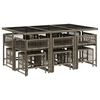 vidaXL Set de comedor de jard&iacute;n 11 pzas y cojines rat&aacute;n sint&eacute;tico gris