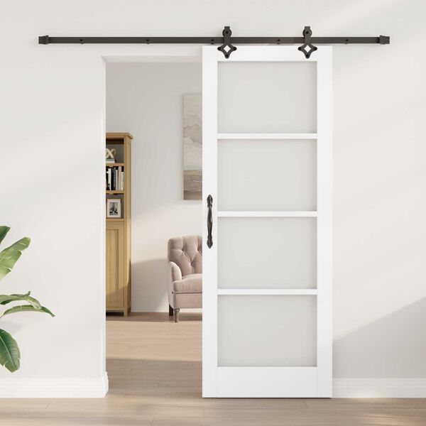 vidaXL Puerta Corredera 78 x 211 cm Madera de pino maciza y vidrio