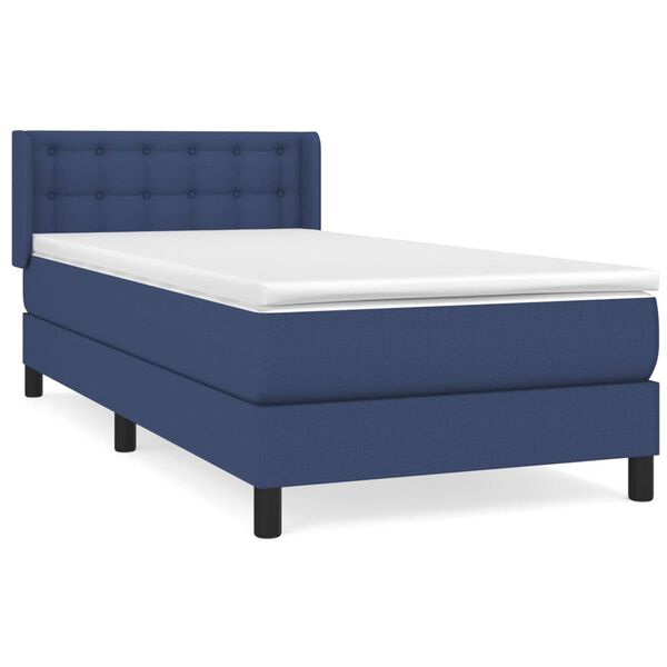 vidaXL Cama box spring con colch&oacute;n tela azul 100x200 cm